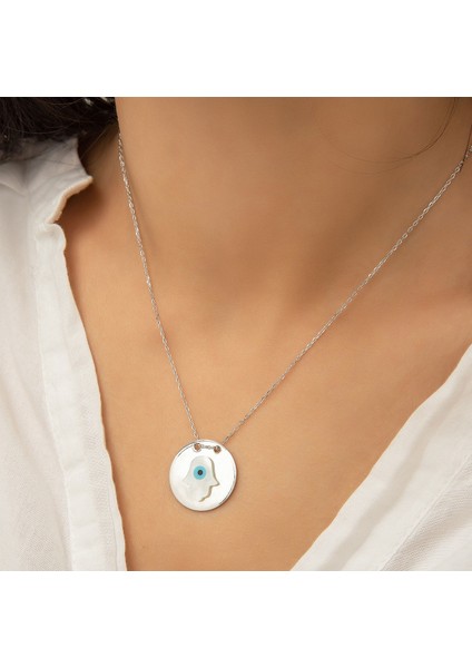 925 Ayar Gümüş Fatma Ana Eli Kolye