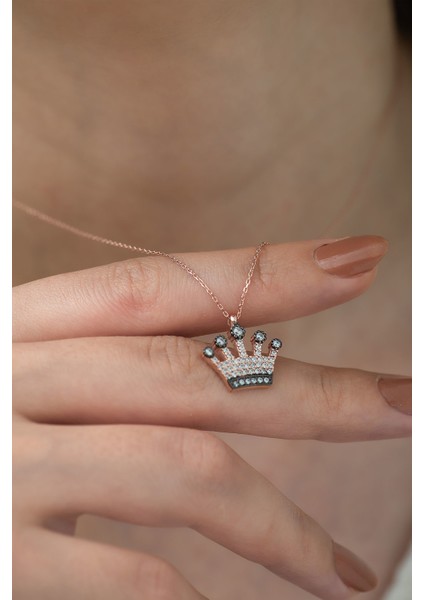 925 Ayar Taşlı Gümüş Kraliçe Tacı Kolye fiyatları
