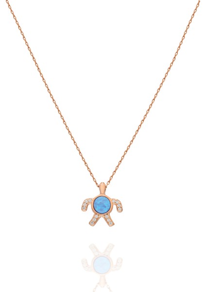 925 Ayar Opal Taşlı Gümüş Kaplumbağa Kolye