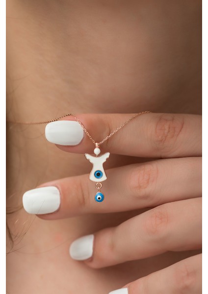 925 Ayar Rose Altın Kaplama Mineli Gümüş Melek Kadın Kolye