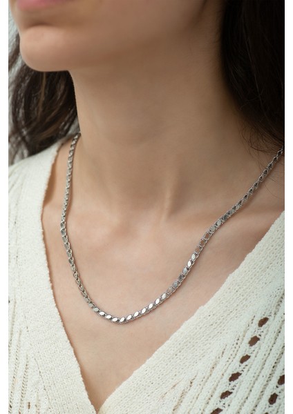 925 Ayar Gümüş Pul Zincir Kadın Kolye Rodyum Kaplama fiyatları