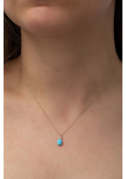 925 Ayar Oval Opal Taşlı Gümüş Kolye Rose Altın Kaplama fiyatları
