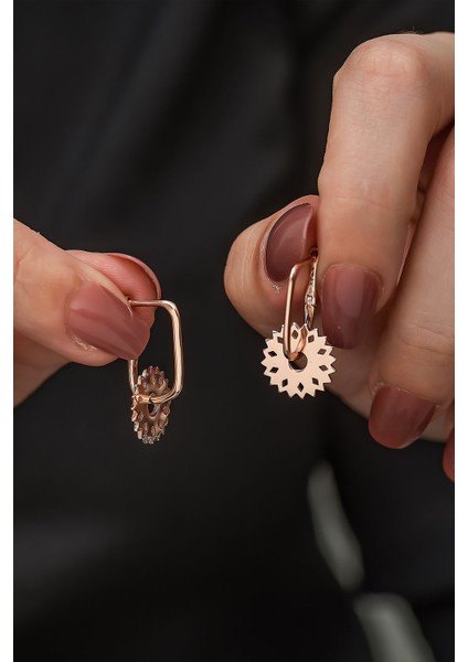 925 Ayar Rose Altın Kaplama Klipsli Çark Gümüş Küpe fiyatları