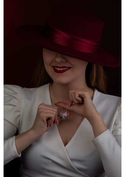 925 Ayar Zirkon Taşlı Rose Altın Kaplama Kelebek Gümüş Kolye fiyatları