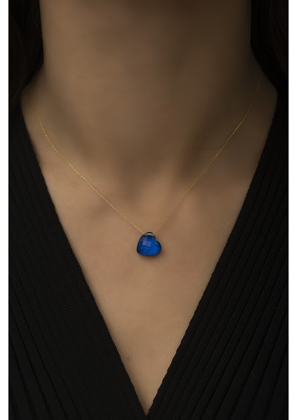 14 Ayar Altın His Taşı Kalp Altın Kolye