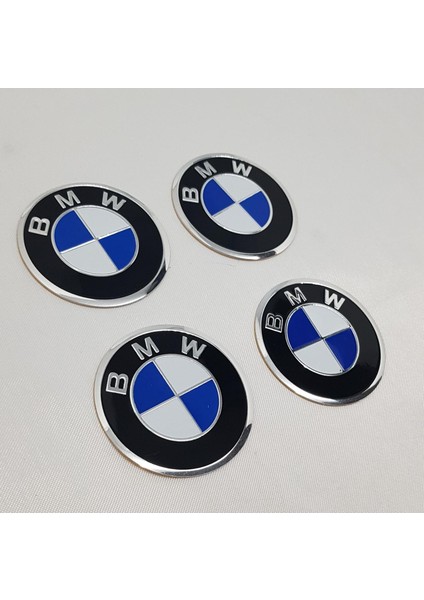 Jant Göbeği Arma Bmw Alüminyum Yapıştırma 60mm Mavi 4'lü Set