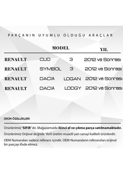 Renault Clio,symbol,dacia Logan,lodgy Için Bagaj Kilit Plastiği