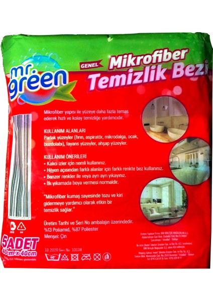 Mr.green Mikrofiber Temizlik Bezi 5 Li 40X40CM