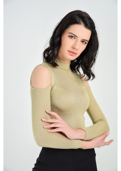 Omuz Basları Açık Balıkcı Yaka Bluz | BLZ14344 Bej indirimleri