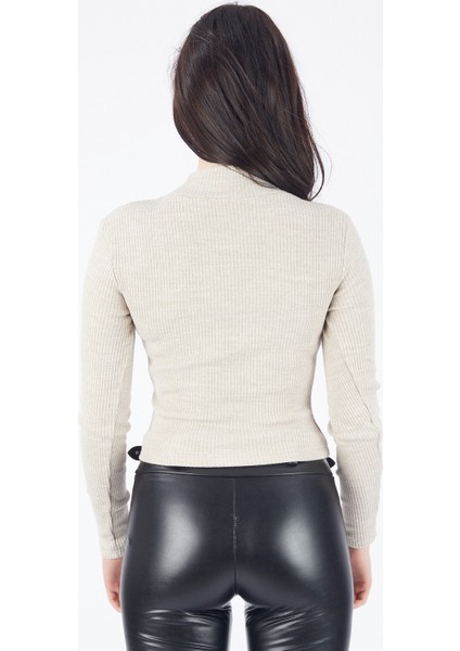 Omuzlari Düğmeli Bluz | BLZ14397 A. Vizon indirimleri