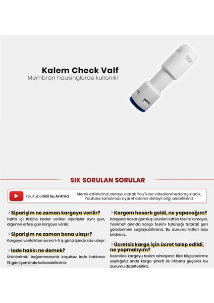 Su Arıtma Cihazı Kalem Check Valve