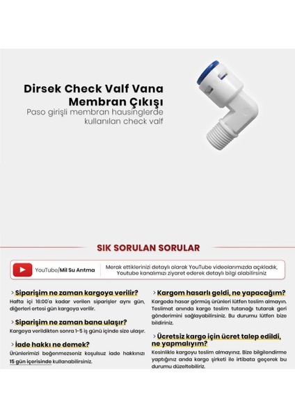 Su Arıtma Cihazı Için Dirsek Çek Valf Vana Membran Çıkışı