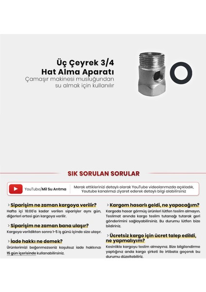 Su Arıtma Cihazı Kurulumu Için Üç Çeyrek 3/4 Hat Alma Aparatı