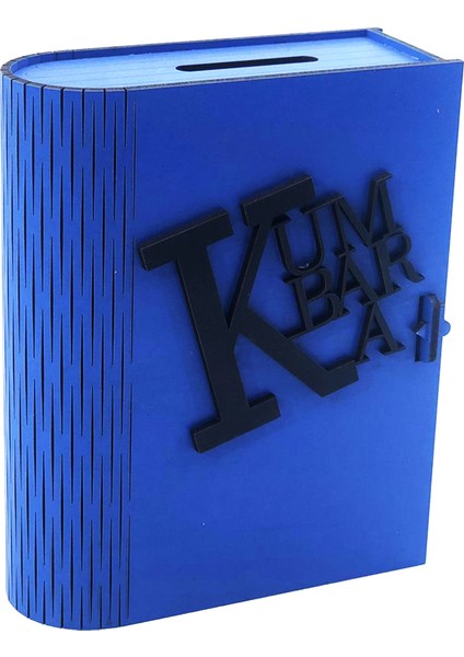 Ahşap Tasarım Kitap Kumbara 14CM Mavi