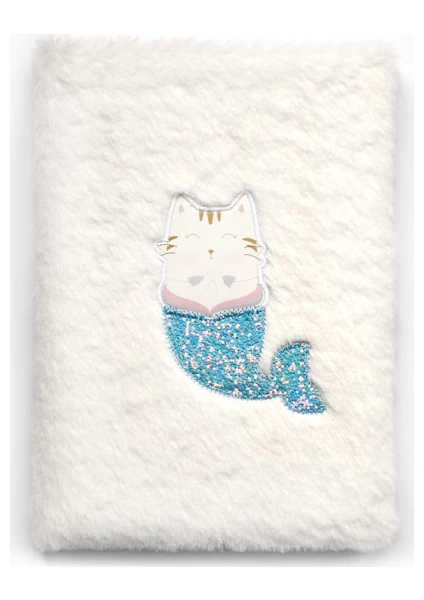 Mermaid Peluş Çizgili Defter A5