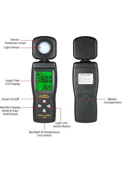 AS803 LCD Lüksmetre Dijital Işık Ölçer Lux Metre Uv Metre Radiometer Photometre