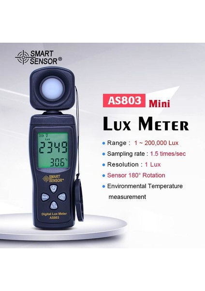 AS803 LCD Lüksmetre Dijital Işık Ölçer Lux Metre Uv Metre Radiometer Photometre