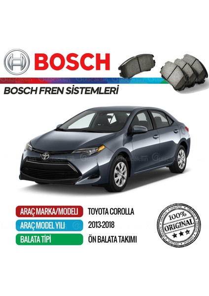 Toyota Corolla 2013 - 2018 Ön Fren Balata Takımı - Bosch