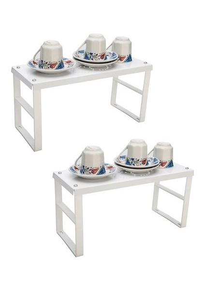 Dolap Içi Düzenleyici Raf Bardak Tabak Rafı 13X31,5CM 2 Adet