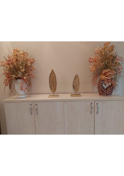 Dekoratif 2 Li Salkım Yaprak Gold ,obje Biblo 4091 modelleri