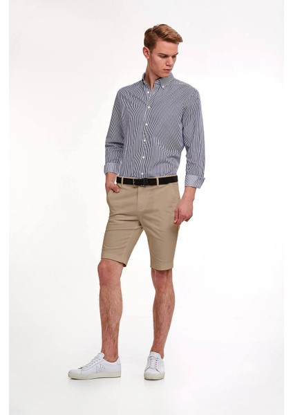 Erkek Camel Pamuk Chino Bermuda Şort