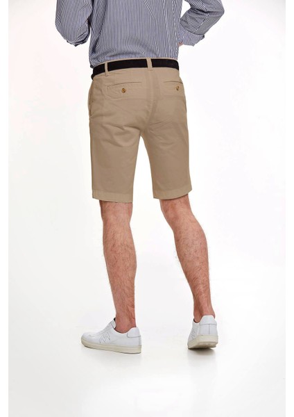 Erkek Camel Pamuk Chino Bermuda Şort