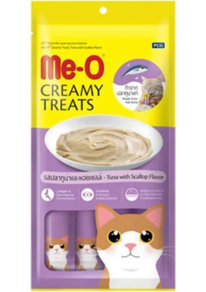 Me-O Creamy Treats Ton Balıklı ve Deniz Taraklı Krem Kedi Ödülü 4 x 15 gr