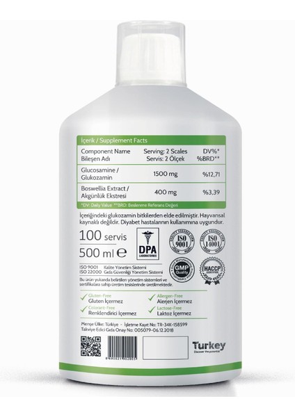 Bmt S1 Glukozamine Ak Günlük Ekstresi 500 ml