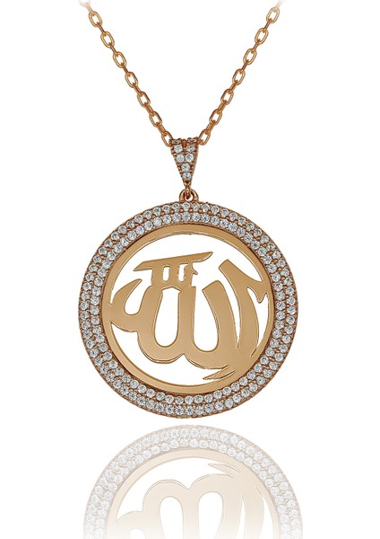 Beyaz Taşlı Plaka Allah Gümüş Kolye fırsatları