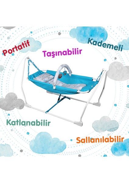 Baby Sleep Oyuncaklı Sallanır Bebek Beşiği - Hamak Beşik - Mavi fiyatları