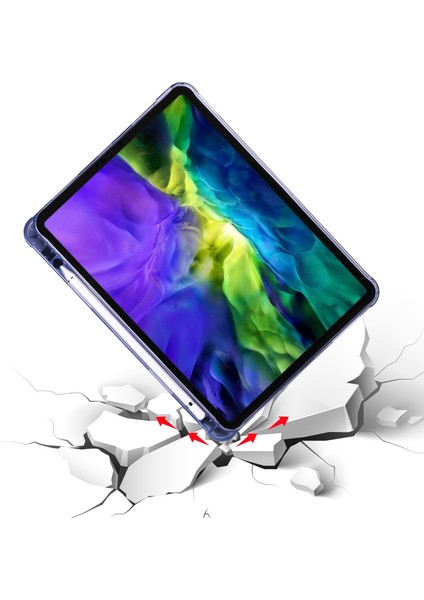 Apple iPad 5. Nesil Kılıf 9.7 2018 Kalem Bölmeli Silikon Smart Lacivert