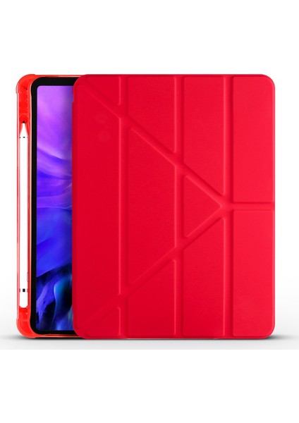 Apple iPad Pro 11 2020 2. Nesil Kılıf Kalem Bölmeli Silikon Smart Kırmızı