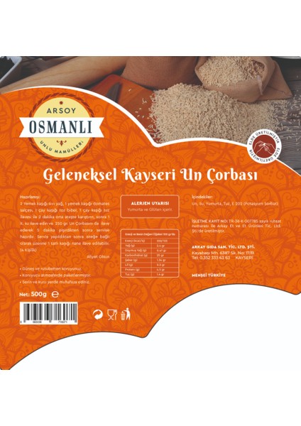Geleneksel Kayseri Un Çorbası 500 gr Vakumlu