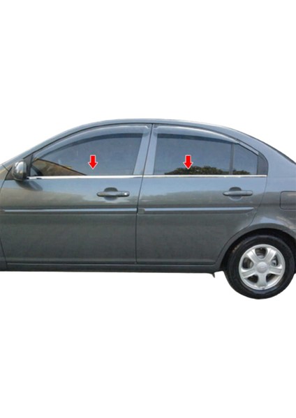 Hyundai Accent Era ( 2005-2011 ) Paslanmaz Krom Cam Çıtası 4 Parça Blueoto