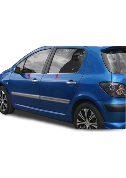 Peugeot 307 Paslanmaz Krom Cam Çıtası 4 Parça Blueoto