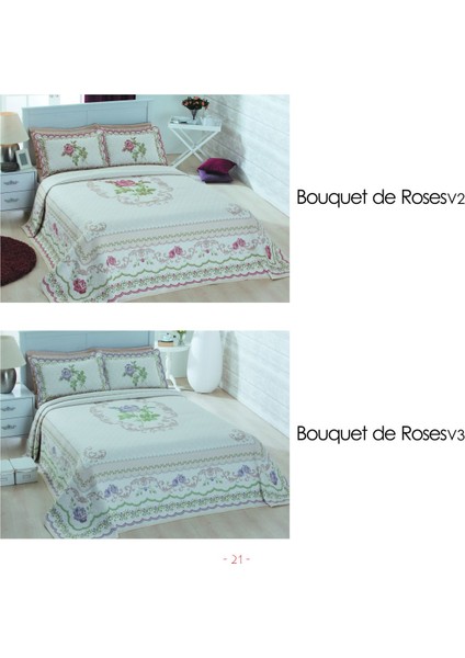 Bouguet De Roses Çift Kişilik Jakarlı Dokuma Yatak Örtüsü