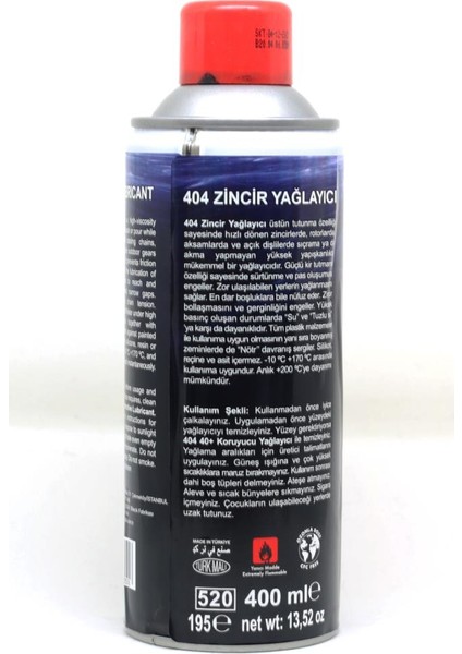 Motosiklet - Bisiklet Zincir Yağı 400 ml