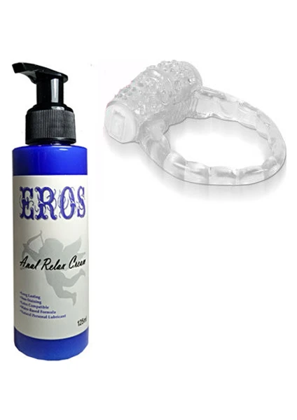 Titreşimli Penis Halkası ve Eros Anal Relax Cream 125ML Anal Kayganlaştırıcı Krem