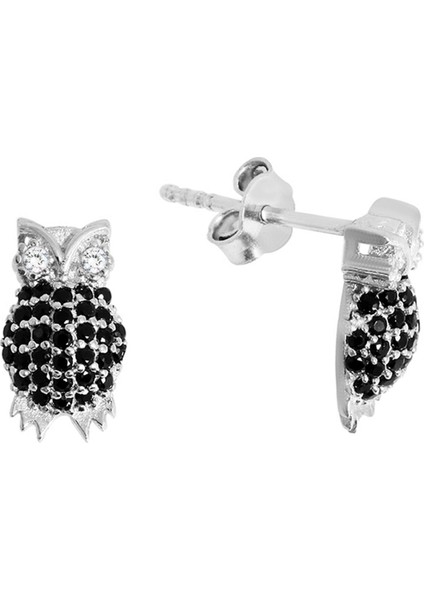 Baykuş Motifli Gümüş Küpe K073801