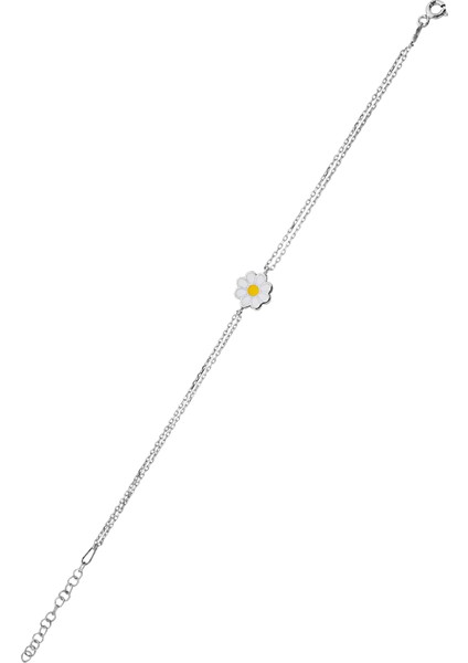 Çift Zincirli Gümüş Papatya Bileklik B076101 fırsatları