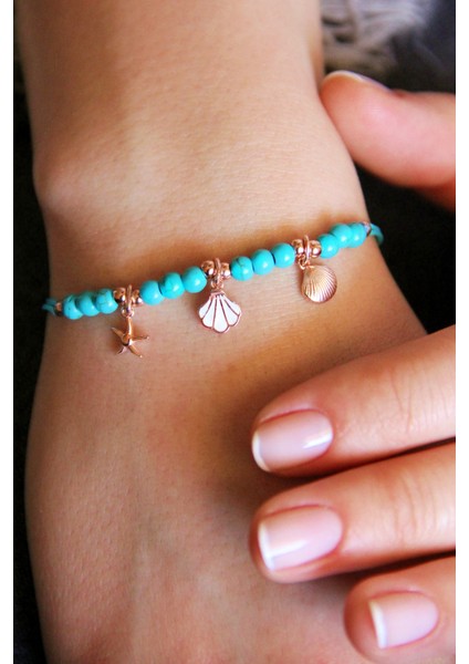 Deniz Canlıları Temalı Gümüş Taşlı Makrome Bileklik B070301 fiyatları