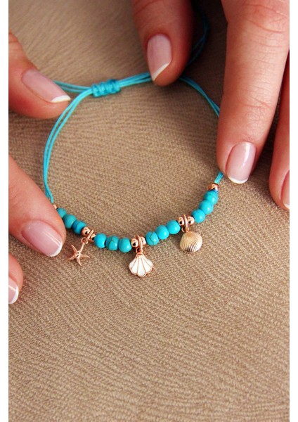 Deniz Canlıları Temalı Gümüş Taşlı Makrome Bileklik B070301 fırsatları