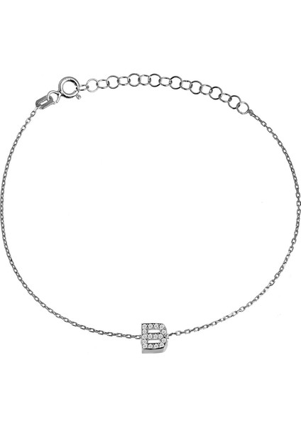 Gümüş B Harfi Bileklik B066501