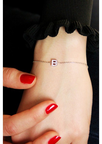 Gümüş B Harfi Bileklik B066501 modelleri