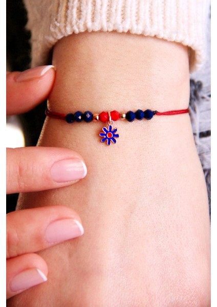 Gümüş Çiçek Motifli Taşlı Makrome Bileklik B070101 fiyatları