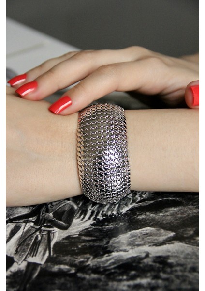 Gümüş Geniş Balık Sırtı Bileklik B071701