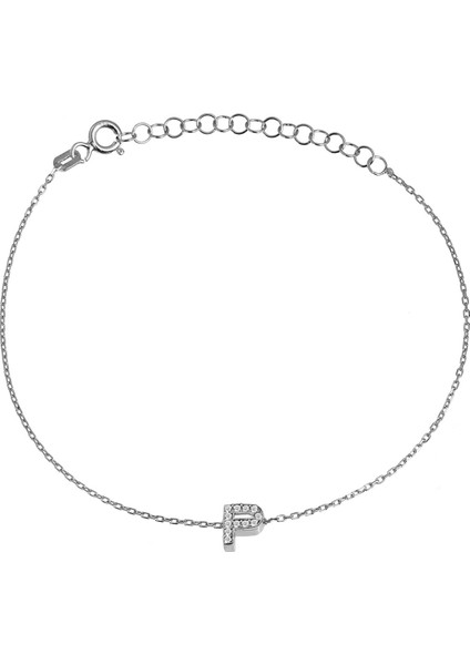 Gümüş P Harfi Bileklik B067801