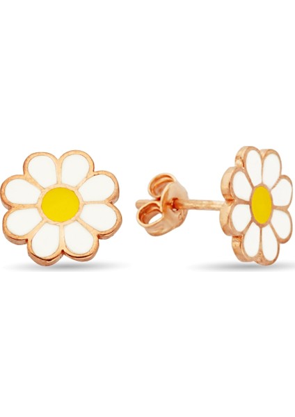 Gümüş Rose Papatya Küpe K088701