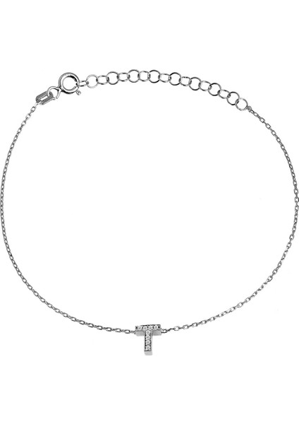 Gümüş T Harfi Bileklik B068101