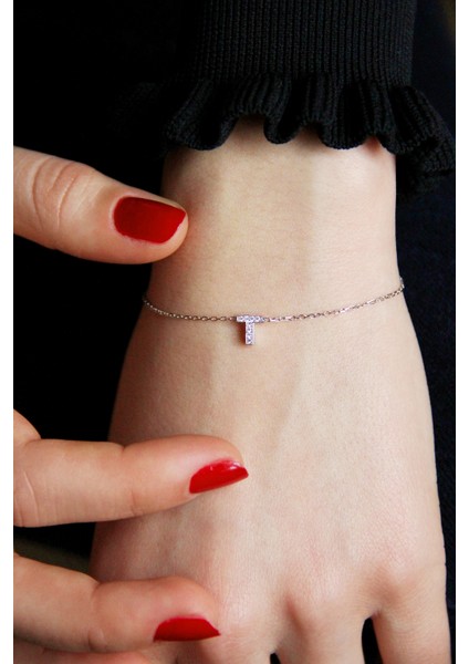 Gümüş T Harfi Bileklik B068101 fiyatları